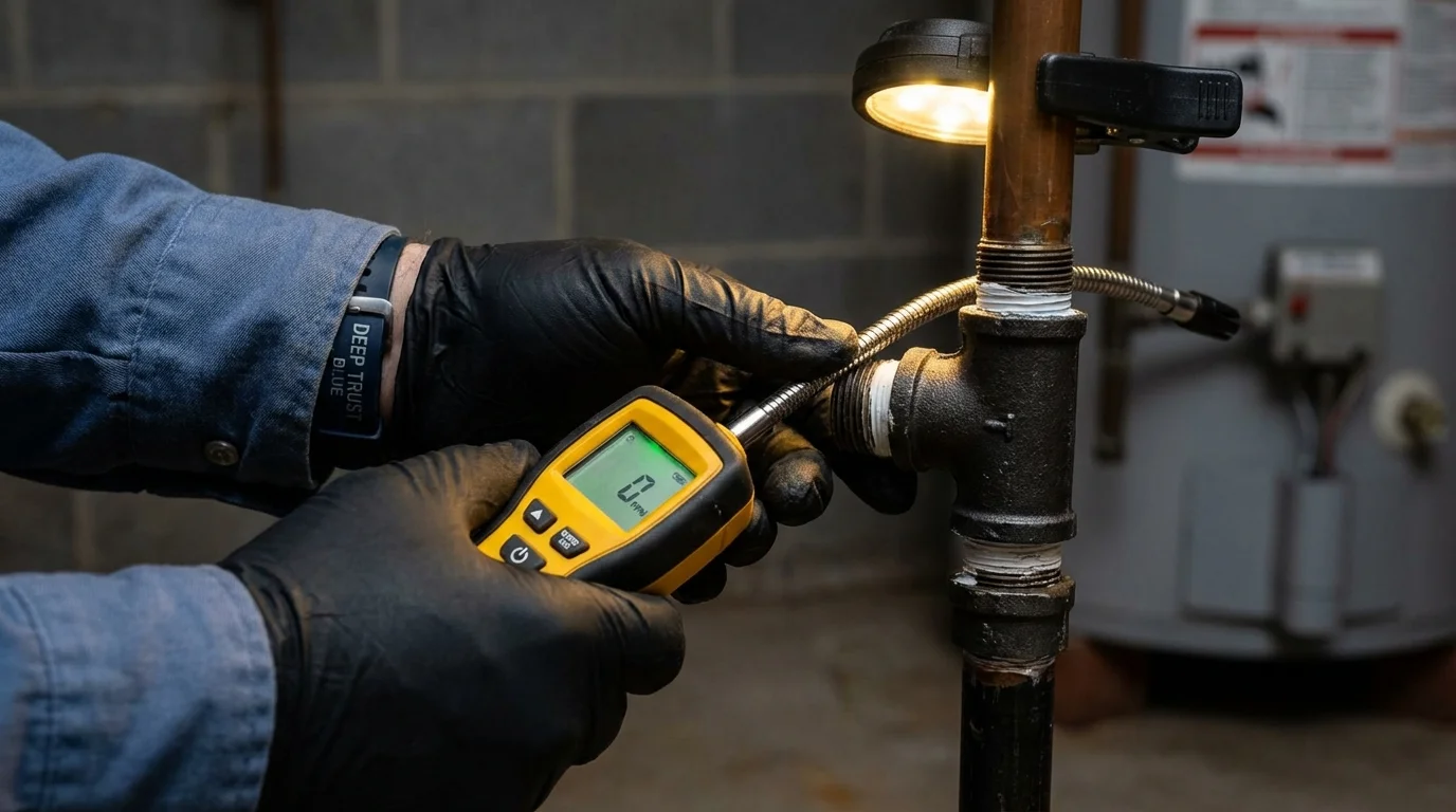 Gas leak detection with electronic sniffer by Johns Plumbing LLC in Olympia Fields