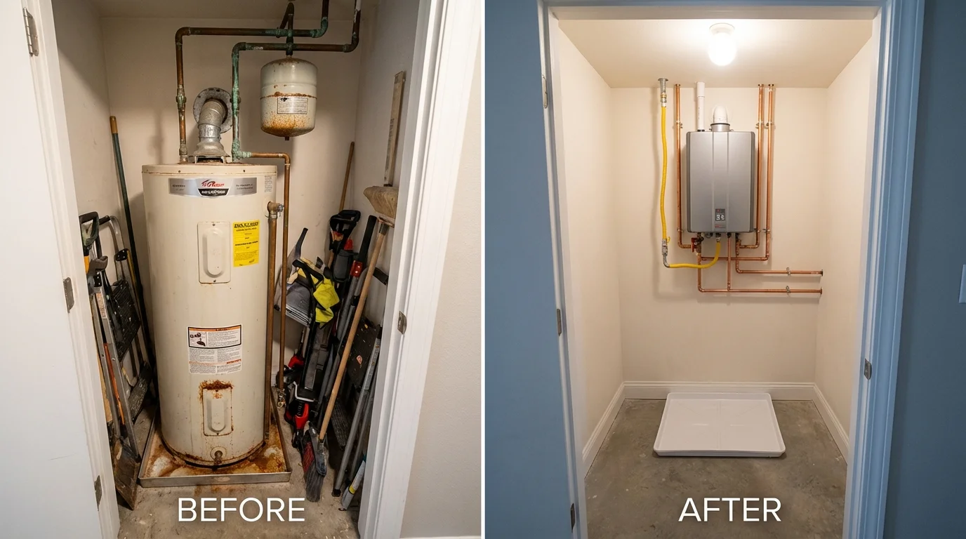 Tank water heater versus wall-mounted tankless unit comparison for Olympia Fields, IL homeowners